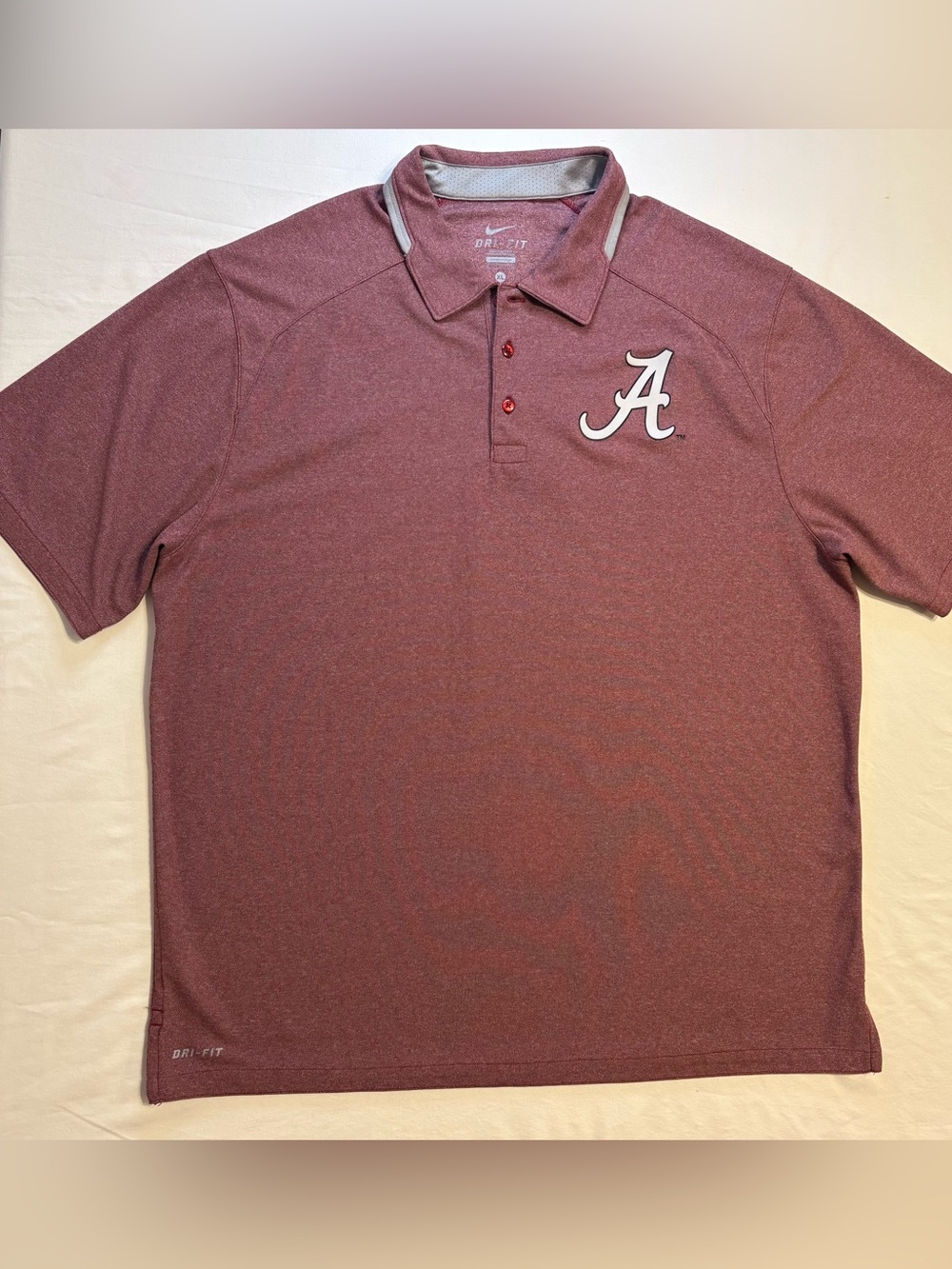 Alabama Crimson Tide Nike Dri-Fit Performance Golf Polo Shirt- Iconic A on chest